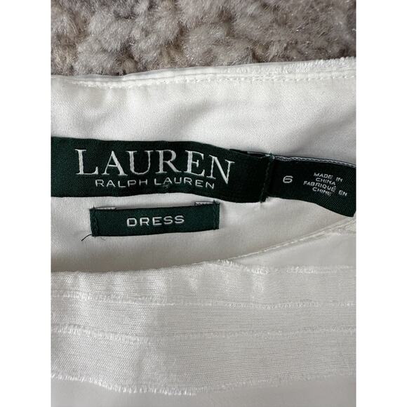 Ralph Lauren Size 6 Sheer Textured Striped Pleated Mini Dress White Sleeveless - Picture 7 of 11